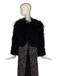 Bob Mackie Beaded Leopard Print Dress & Feather Jackets