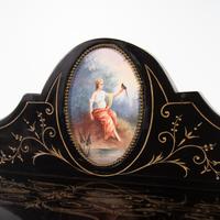 A Napoleon III Porcelain Mounted Ebonized Bonheur du Jour