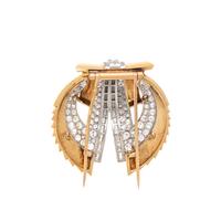 FRENCH, YELLOW GOLD, PLATINUM AND DIAMOND BROOCH