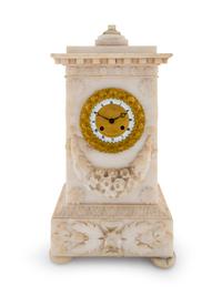 A Louis XVI Style Alabaster Mantel Clock — CIRCA 1900