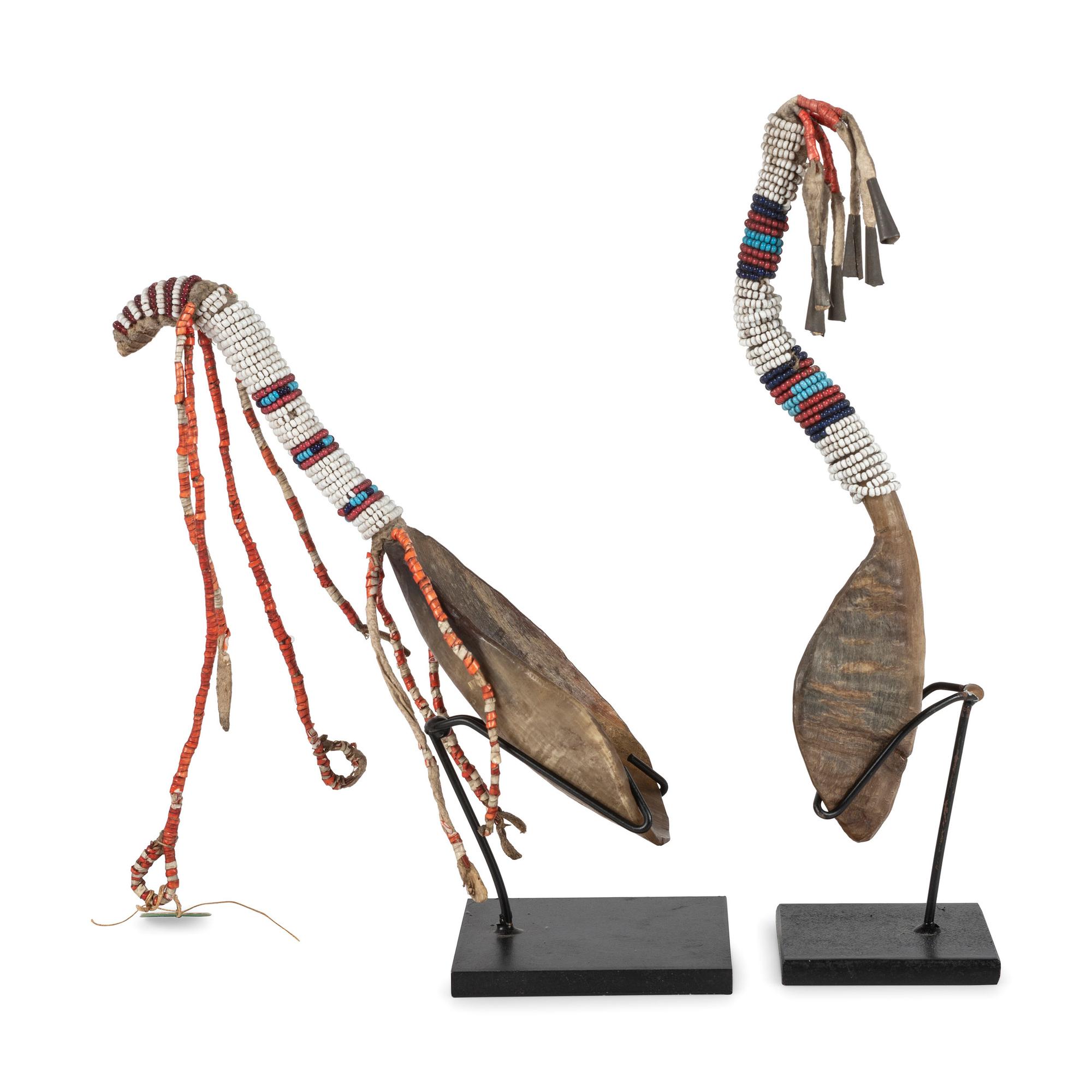 Plains Horn Spoons, with Beaded Handles
