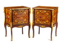 A Pair of Louis XV Style Marquetry Night Stands