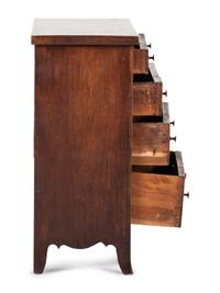 A Federal Inlaid Tiger Maple Child’s Chest of Drawers