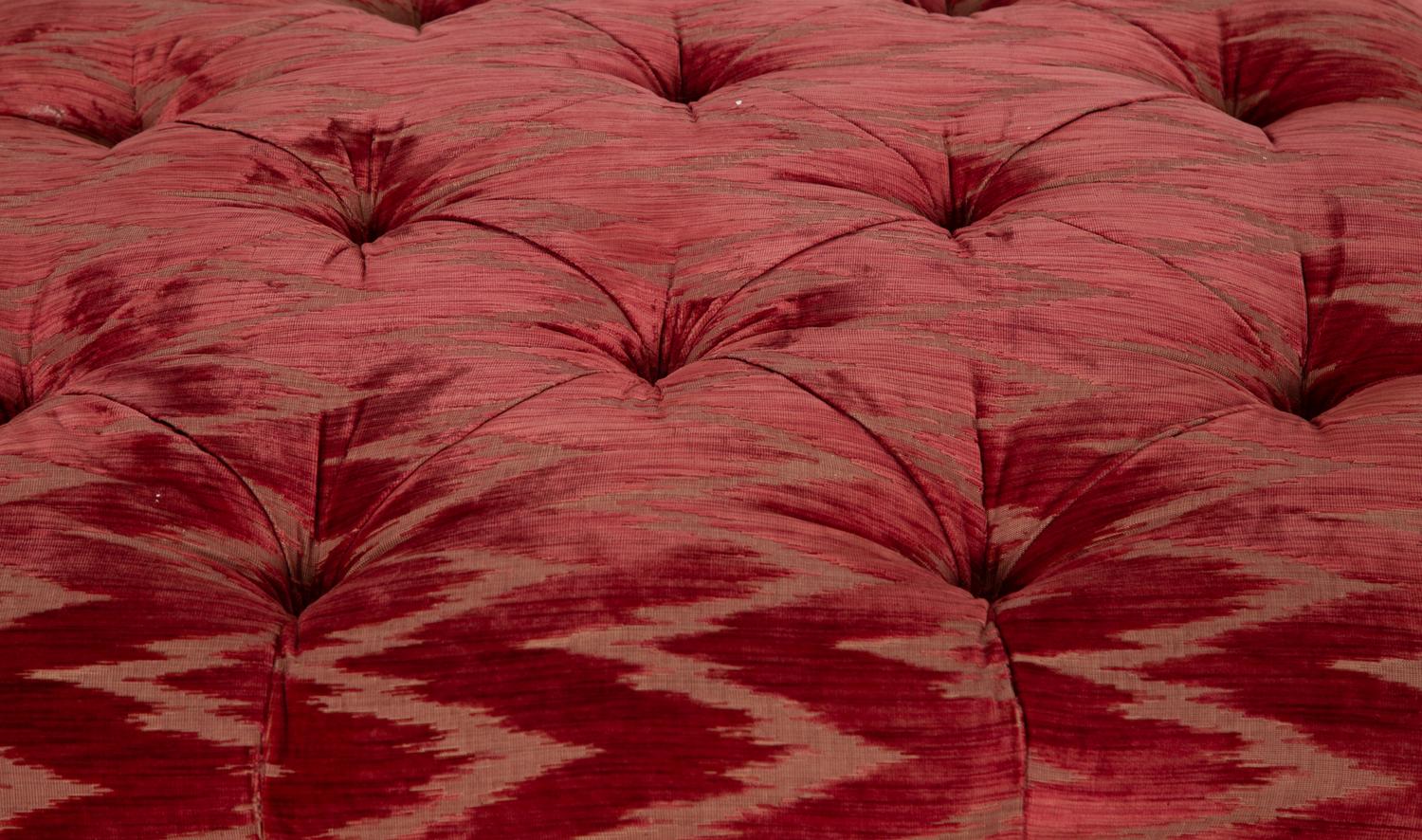 A Cut-Silk Velvet Button Tufted Ottom