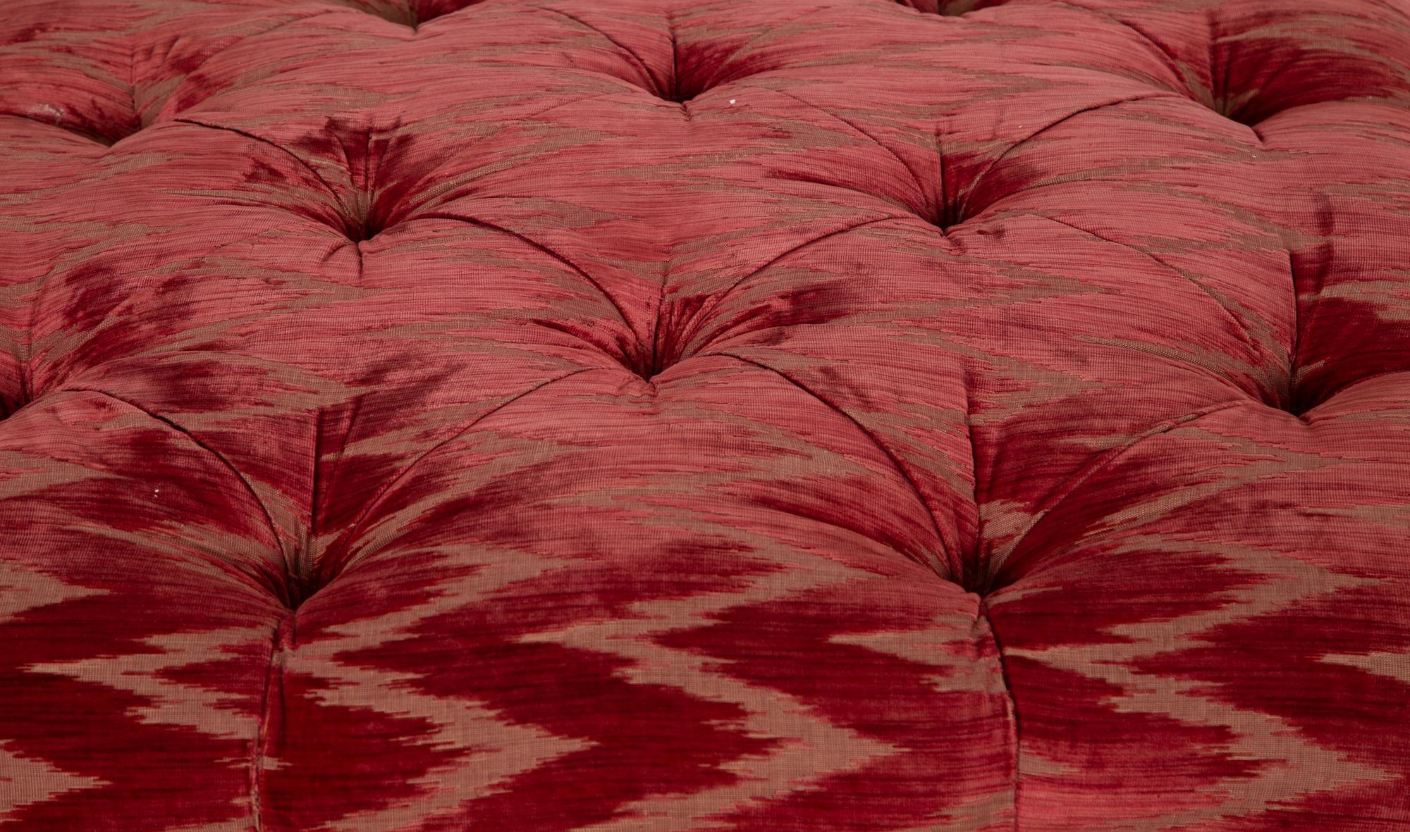 A Cut-Silk Velvet Button Tufted Ottom