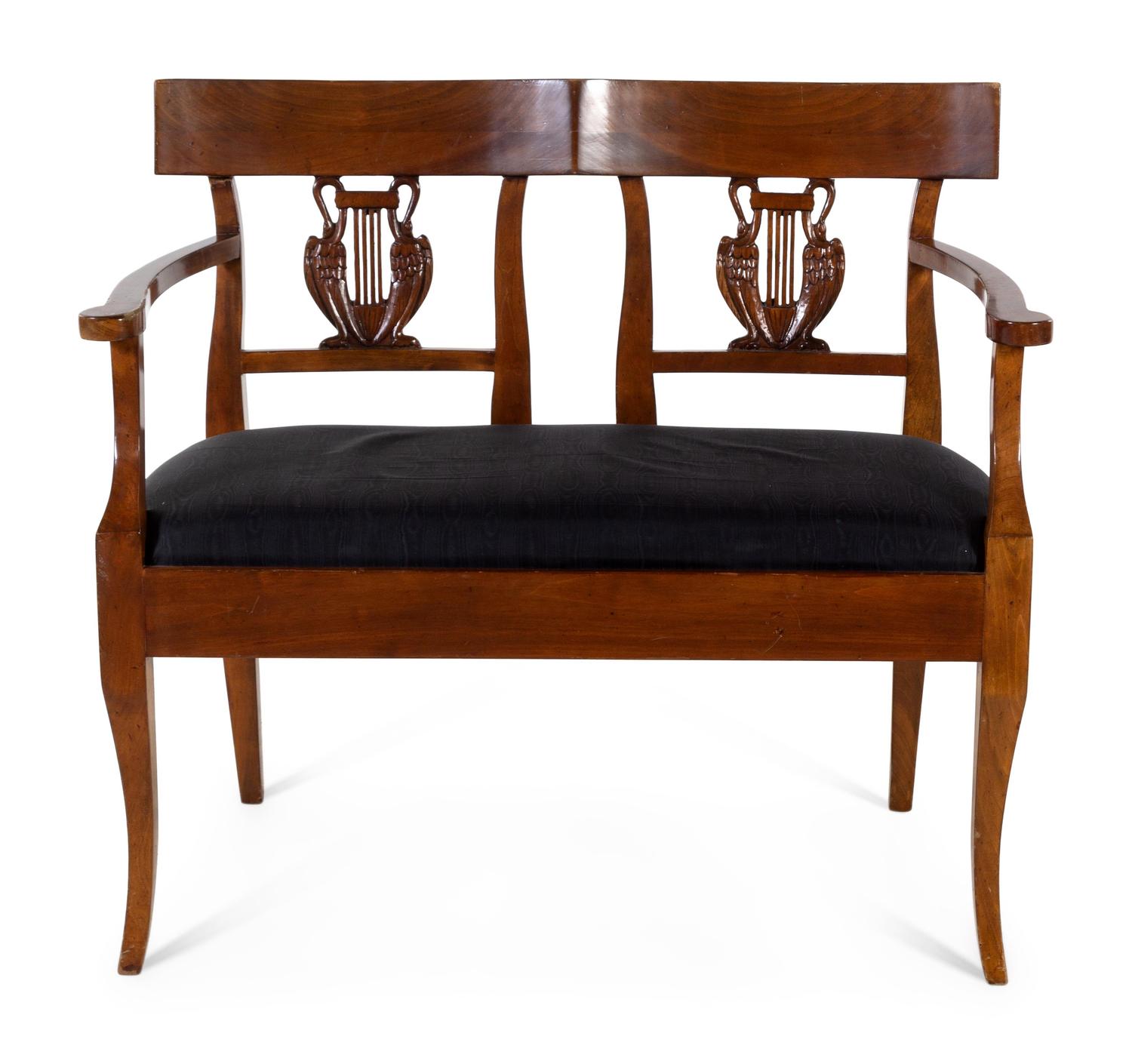An Italian Neoclassical Style Walnut Double Chairback Settee