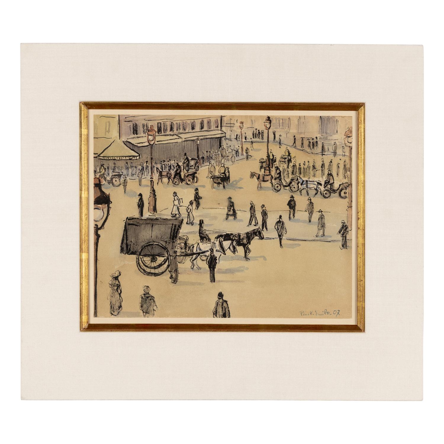 Paul-Émile Pissarro (French, 1884–1972) — Place Parisienne animée, 1907