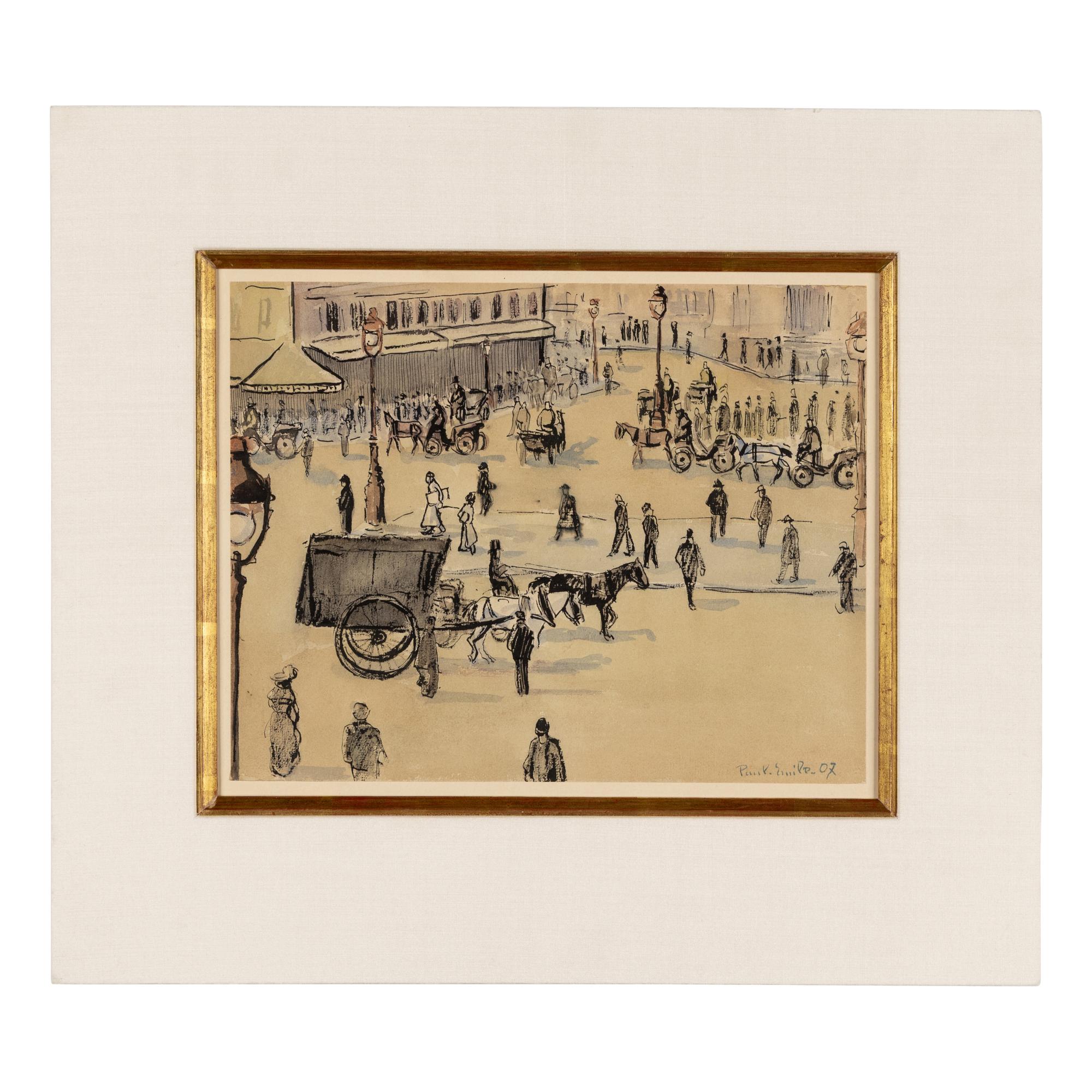 Paul-Émile Pissarro (French, 1884–1972) — Place Parisienne animée, 1907