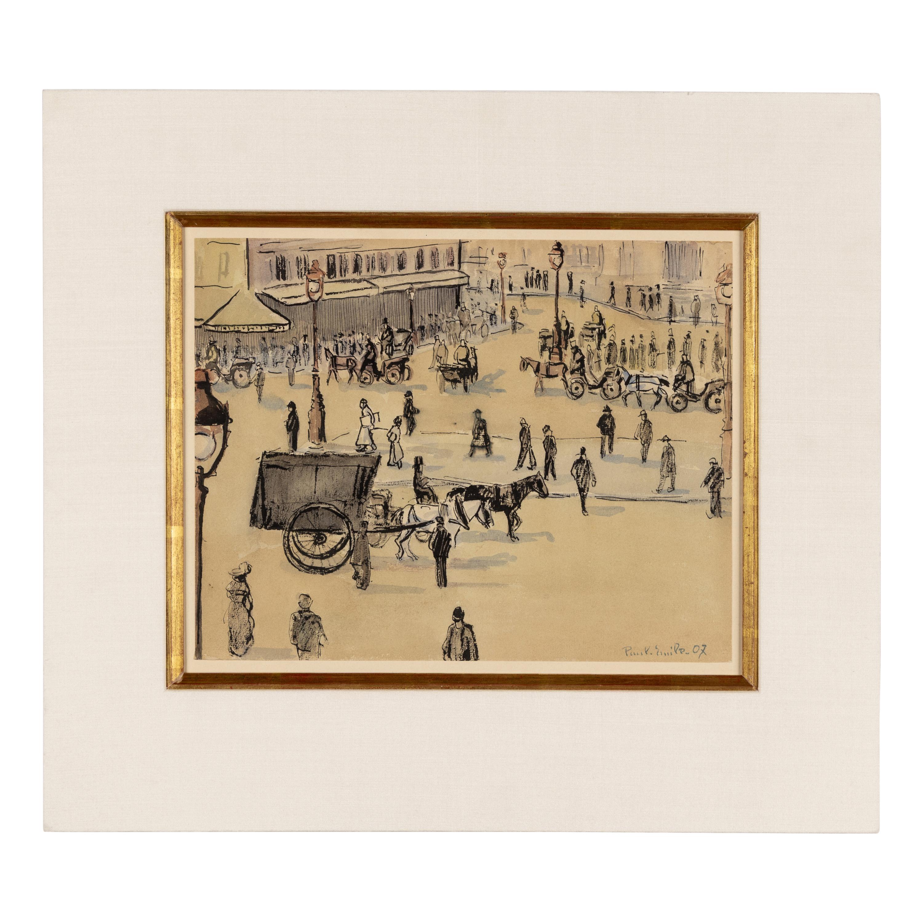Paul-Émile Pissarro (French, 1884–1972) — Place Parisienne animée, 1907