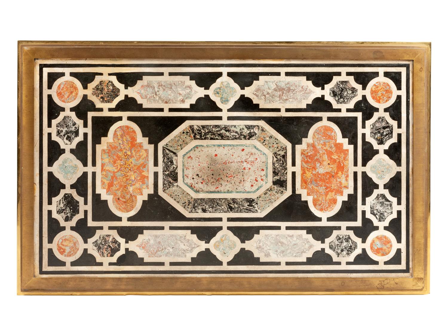 A French Neoclassical Style Gilt Bronze and Scagliola Low Table