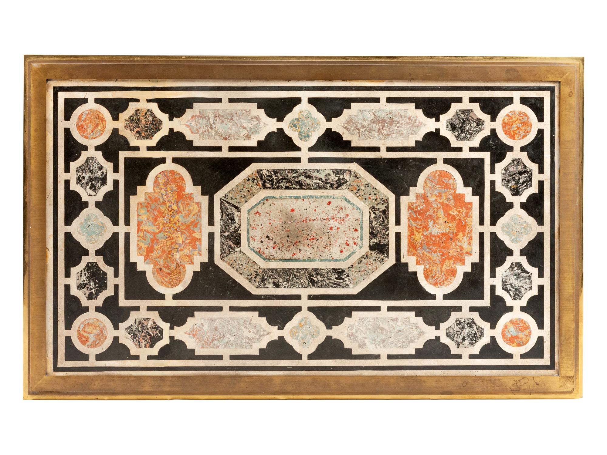 A French Neoclassical Style Gilt Bronze and Scagliola Low Table