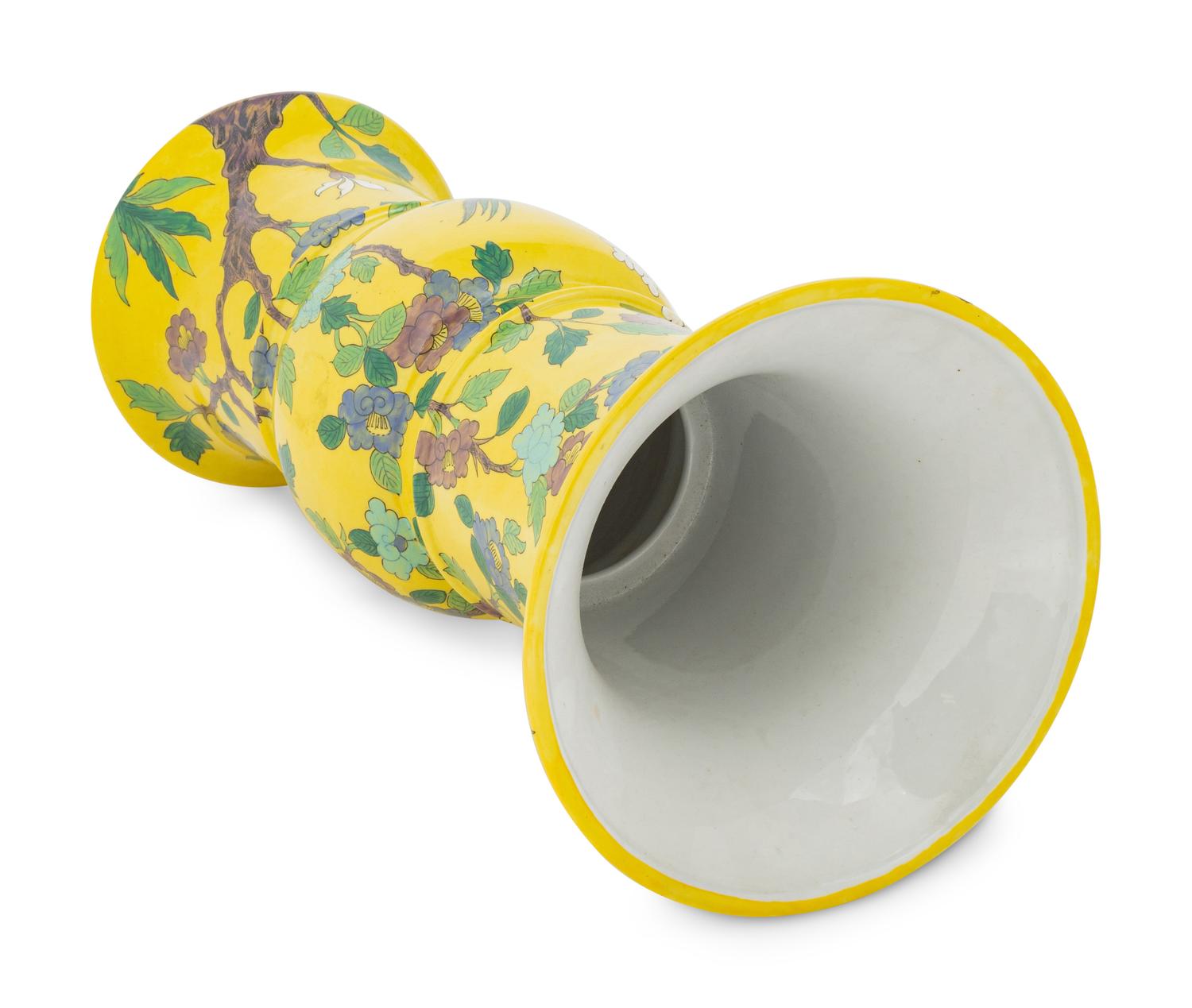 A Pair of Continental Yellow-Ground Porcelain Vases Retailed by Cartier