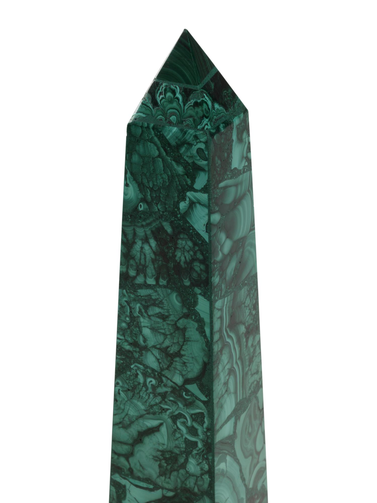 A Pair of Large Malachite Obelisks