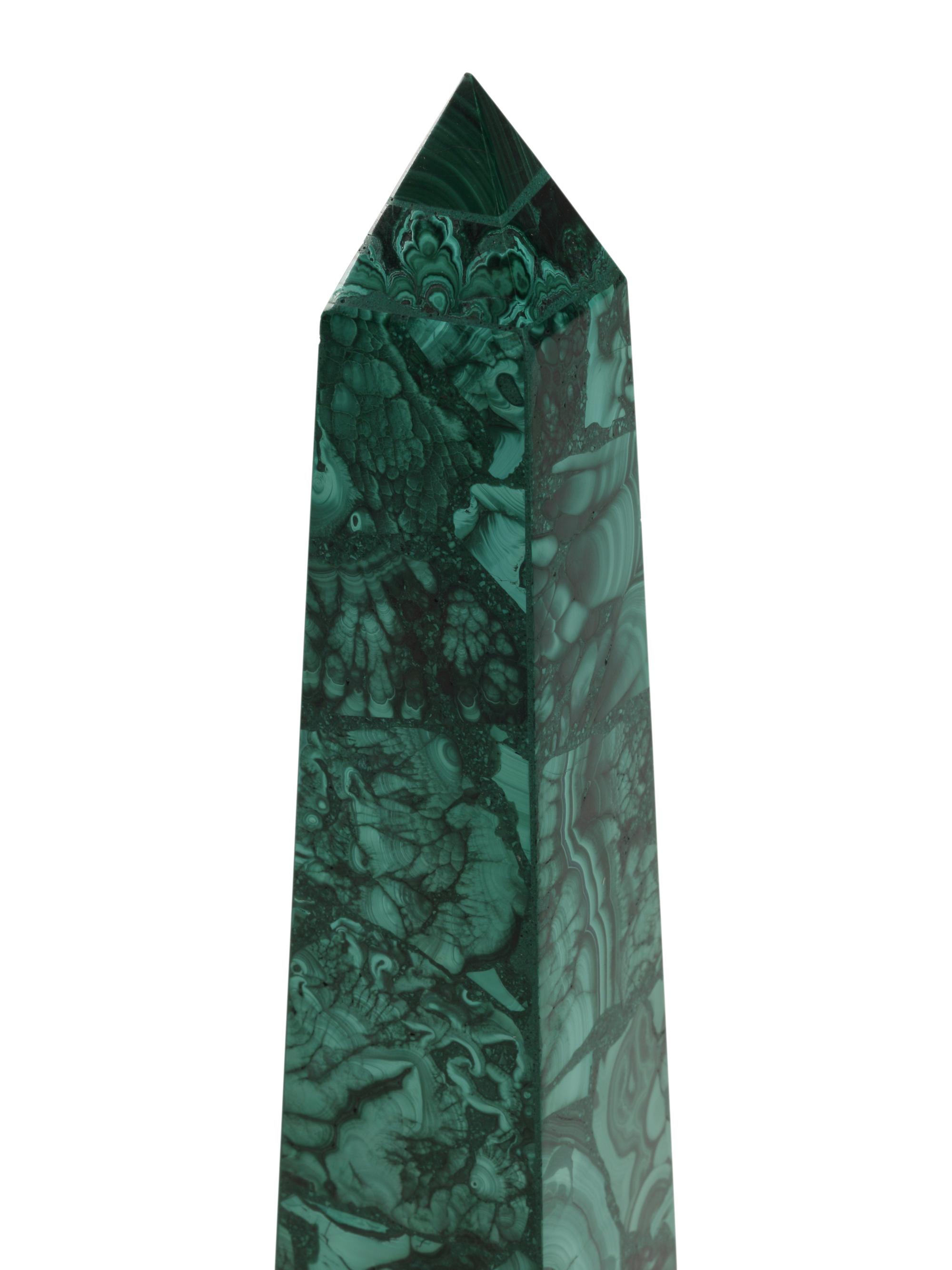 A Pair of Large Malachite Obelisks