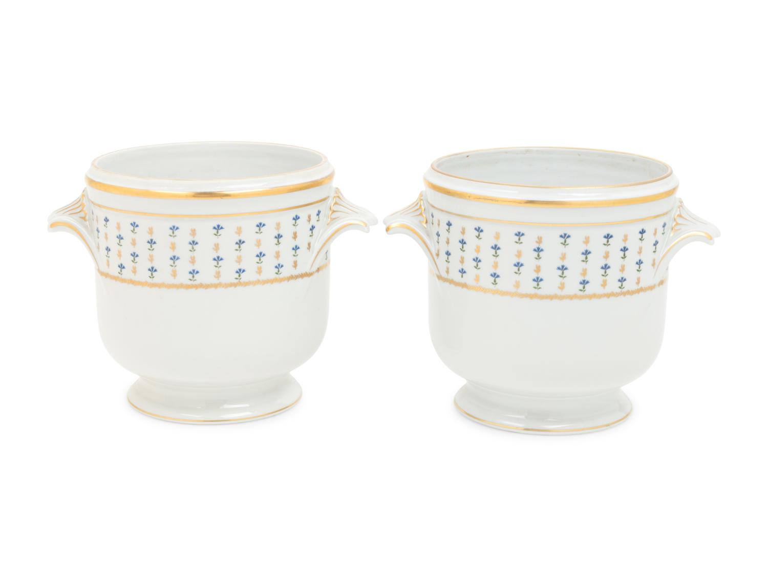 A Pair of Limoges Porcelain Cache Pots