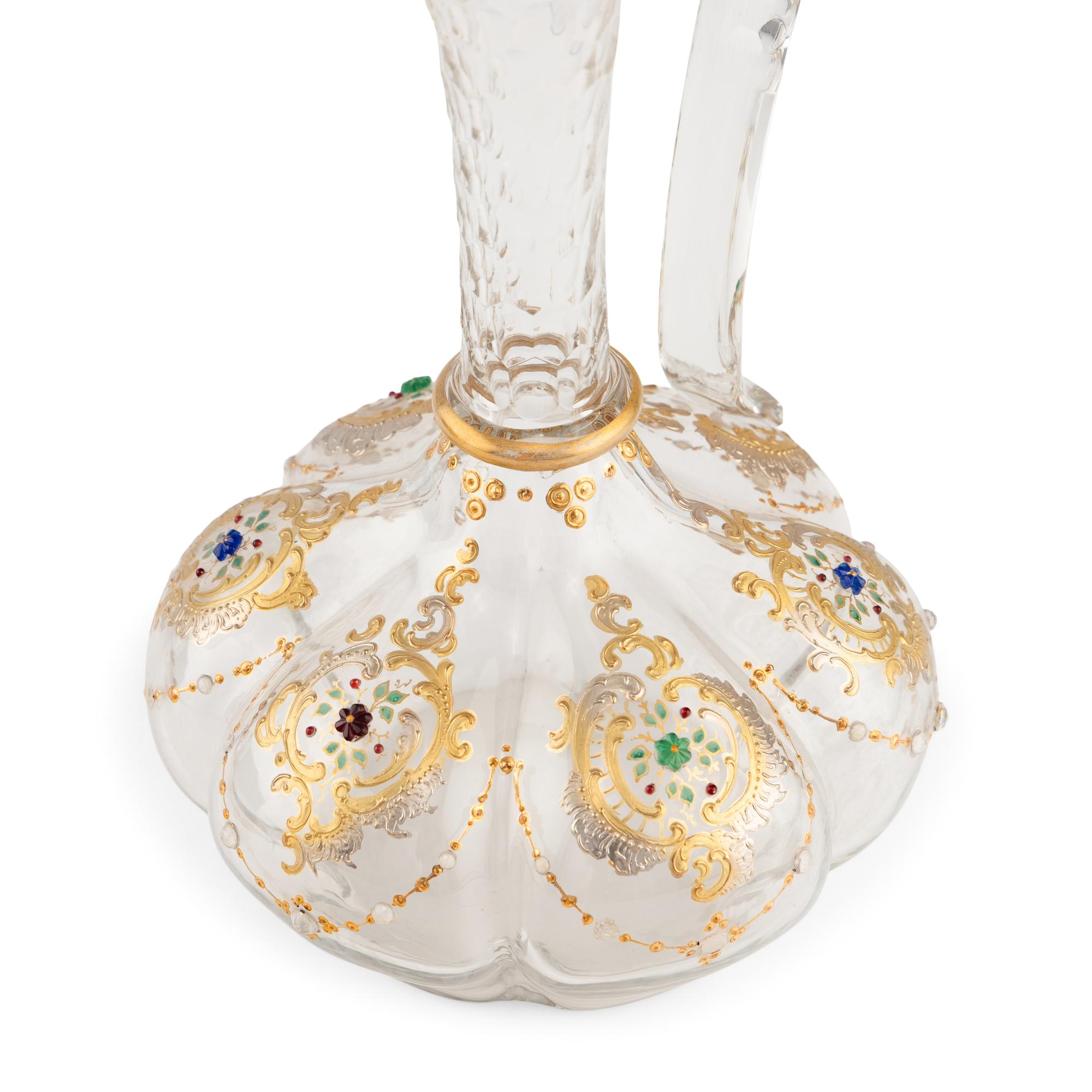 A Venetian Enameled and Gilt Decorated Glass Table Service