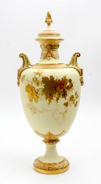 A Royal Worcester Porcelain Covered Vase Height 15 1/4 inches. — 1892
