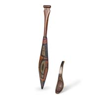 Northwest Coast Carved and Painted Model Paddle and Spoon