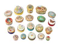 A Collection of Twenty Enameled Small Boxes
