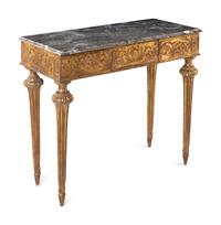 A North Italian Giltwood Marble-Top Console Table