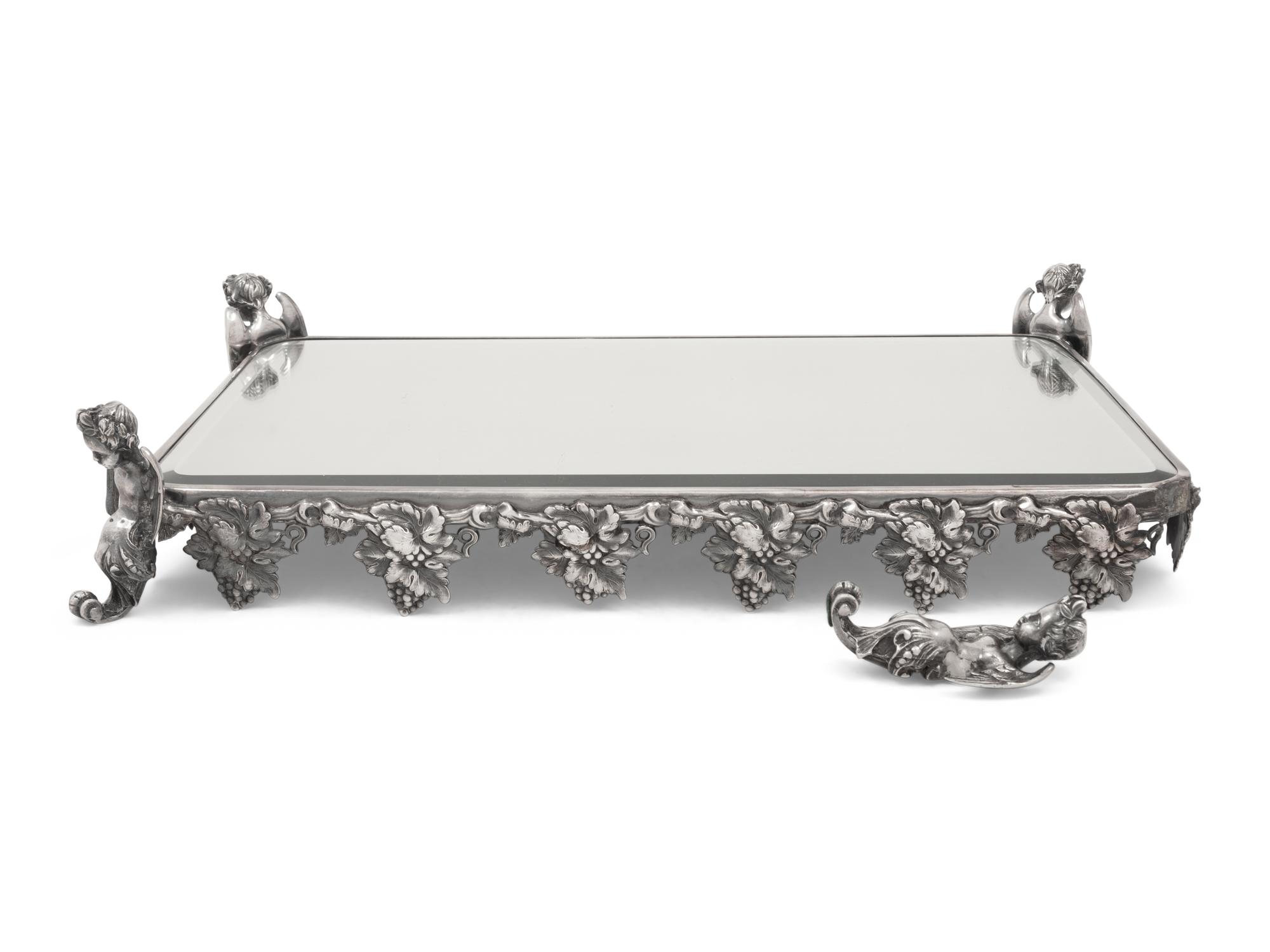 A Continental Silver-Plate Mirrored Rectangular Plateau