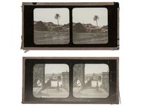 [EARLY PHOTOGRAPHY]. Group of stereoscopic glass slides documenting landscapes and towns abroad.