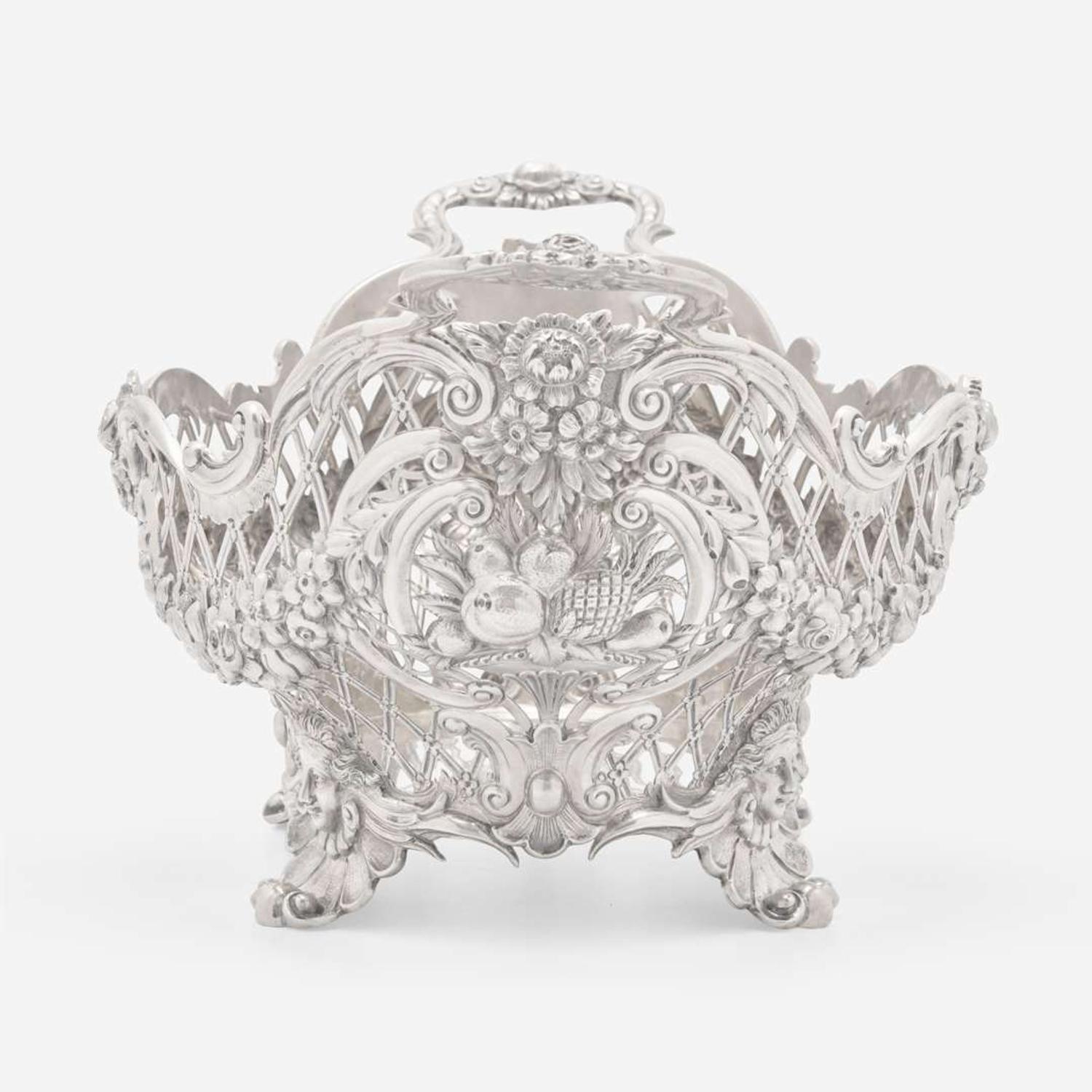 An Edward VII sterling silver reticulated centerpiece basket Maker, "HB," London, 1902