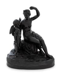 A Wedgwood Black Basalt Figural Group Depicting Cupid Disarmed