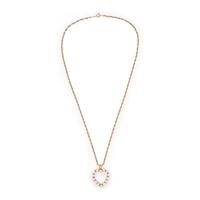 Yellow Gold and Colorless Crystal Heart Pendant Necklace