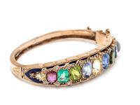 ANTIQUE, MULTIGEM, DIAMOND AND ENAMEL BANGLE BRACELET