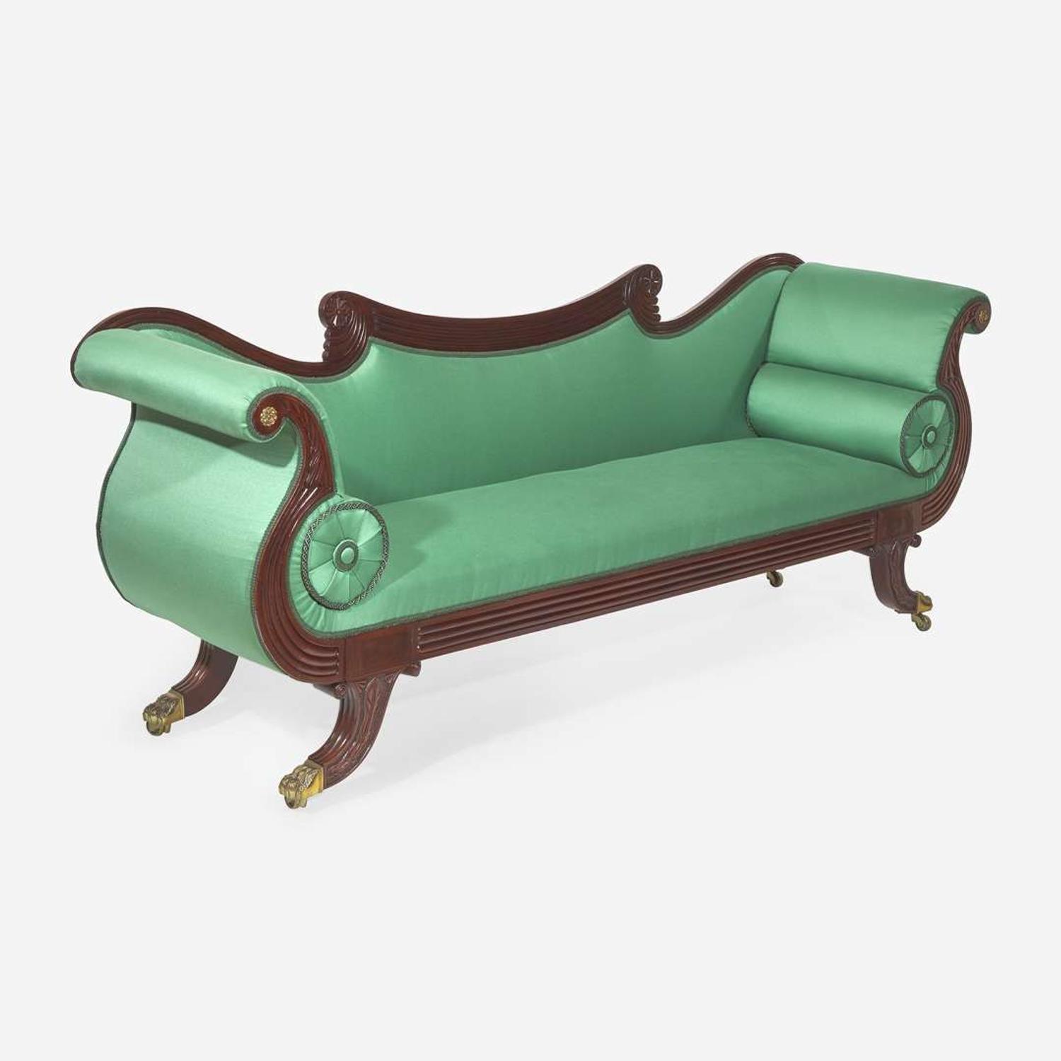 A Classical carved mahogany sofa Boston, MA, circa 1810-1815