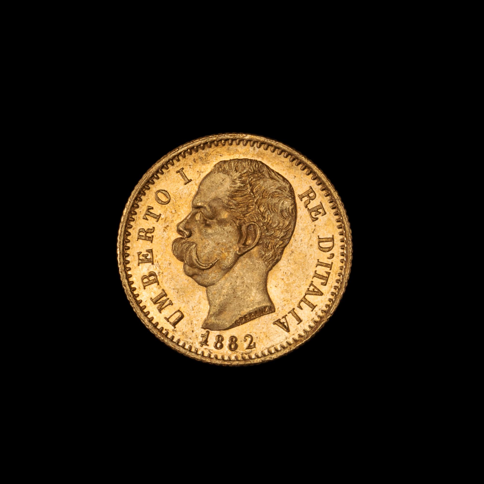 An Italian Kingdom 1882-R Umberto I 20 Lira Gold Coin