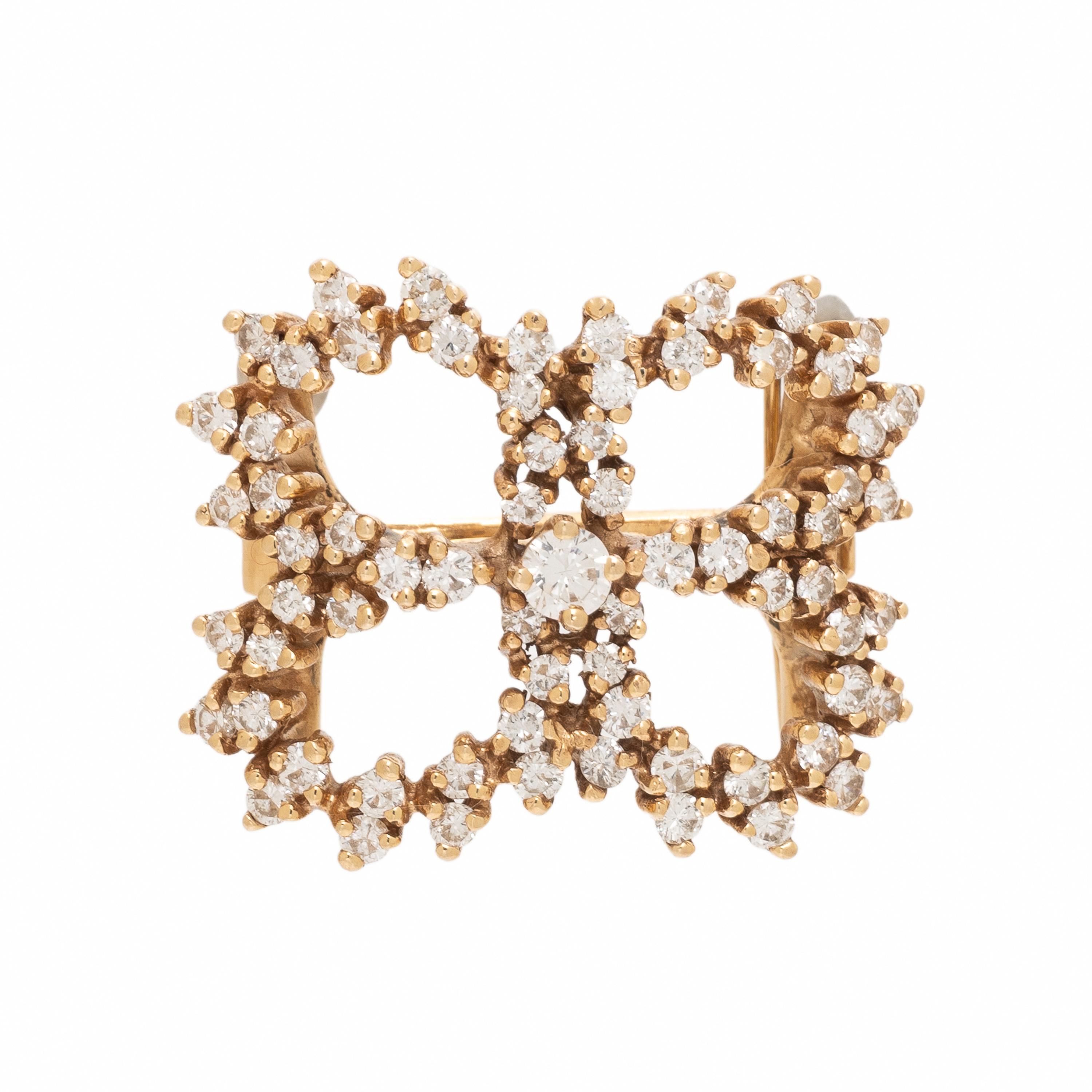 Diamond and Yellow Gold Quatrefoil Enhancer