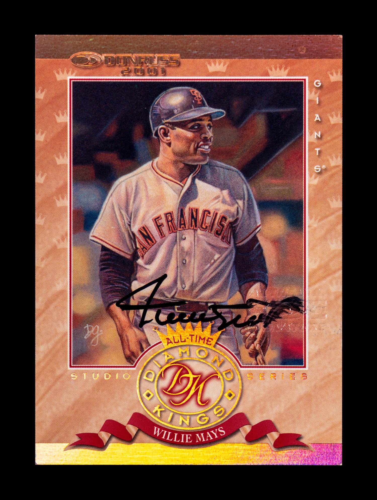 An Uncommon 2001 Donruss Diamond Kings Willie Mays Certified Signed Autograph Baseball Card,