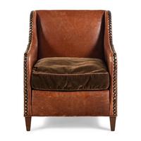 A Leather and Velvet Upholstered Armchair