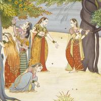 A Painting of The Gopis Search for Krisha in a Moonlit Forest, Pahari (Himalayan foothill) Idiom, Probably Himachal Pradesh, India, 20th Century
