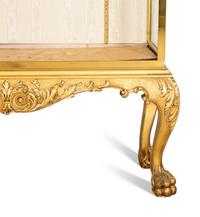 An English Brass Vitrine Cabinet on a Giltwood Base
