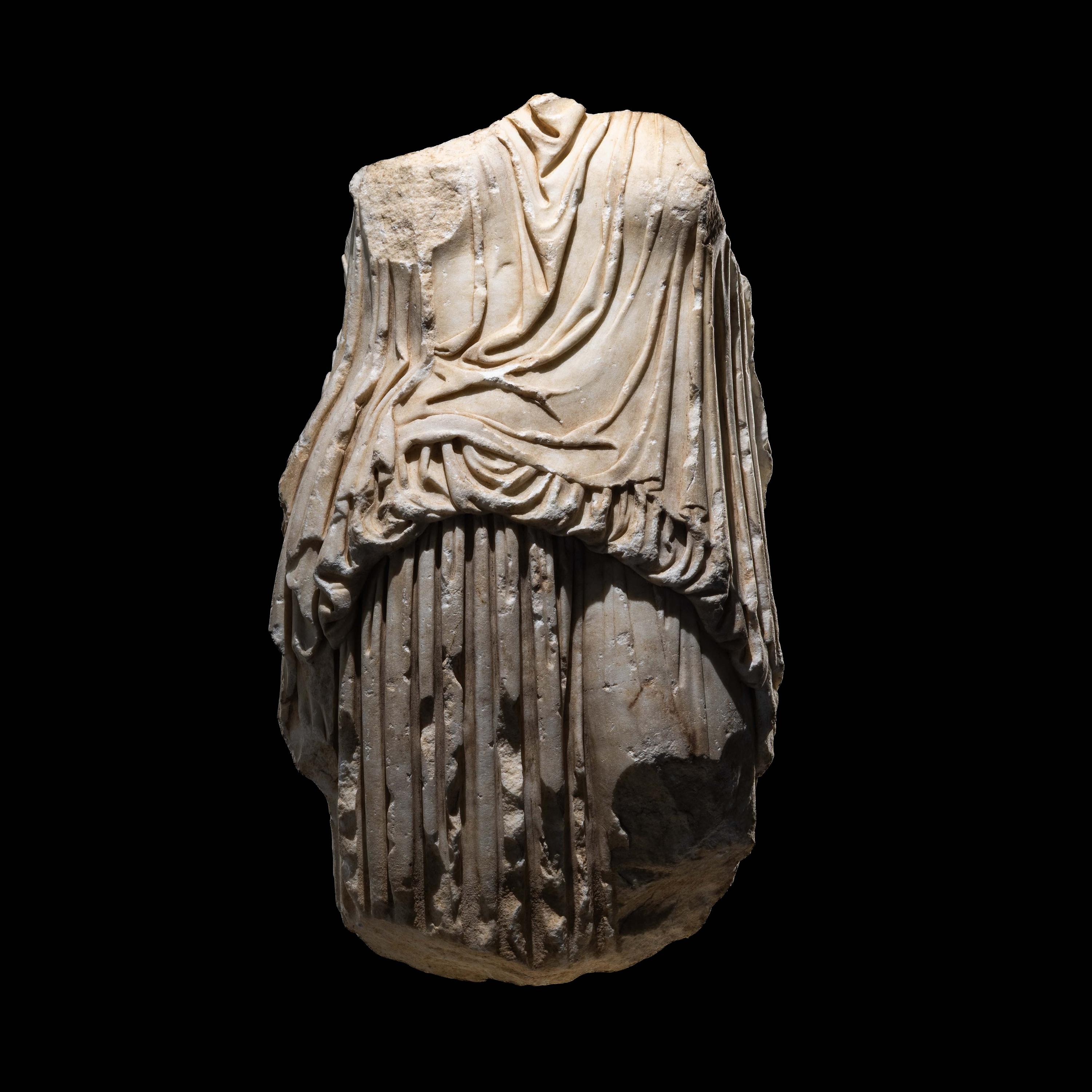 A Roman Marble Draped Caryatid
