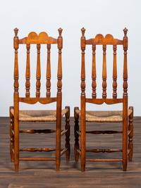 A Pair of William and Mary Bannister-Back Rush Seat Side Chairs