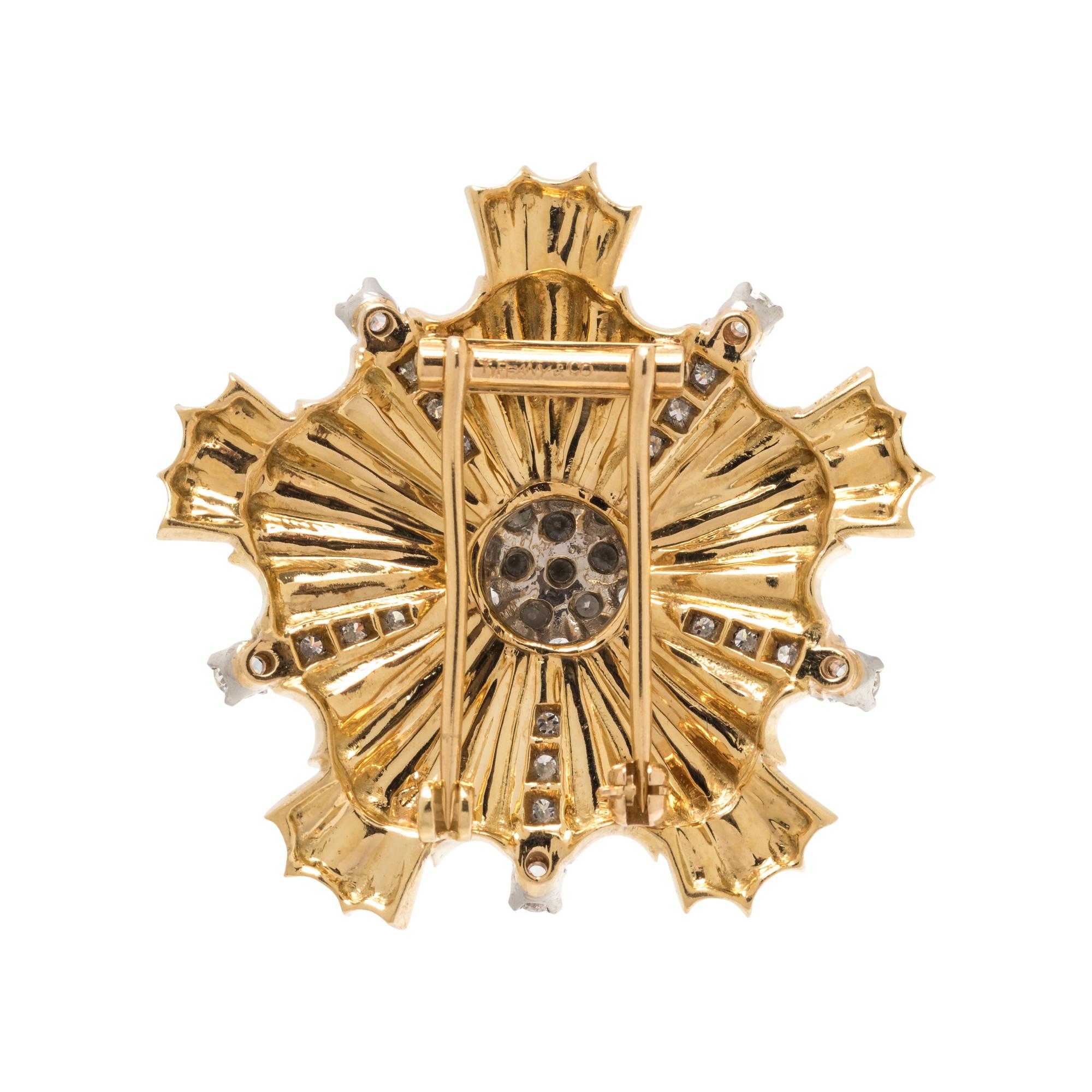 TIFFANY & CO., VINTAGE, YELLOW GOLD AND DIAMOND BROOCH