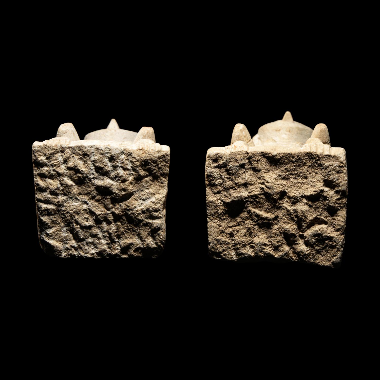 A Pair of South Arabian Limestone Seated Figures