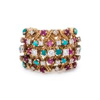 MULTIGEM AND DIAMOND RING