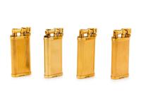 A Group of Four Gilt Metal Dunhill Lift-Arm Lighters