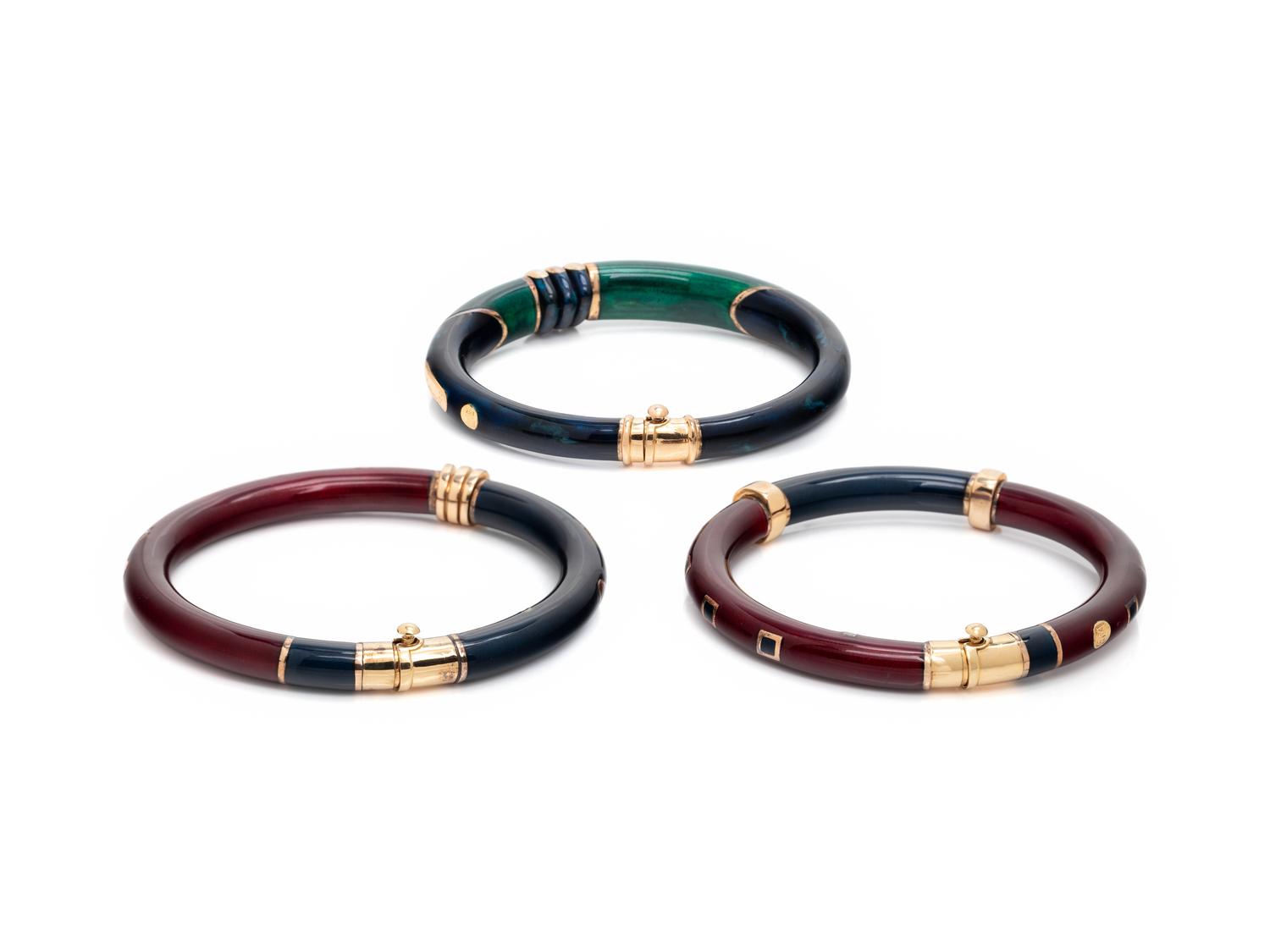 LA NOUVELLE BAGUE, COLLECTION OF ENAMEL BANGLE BRACELETS