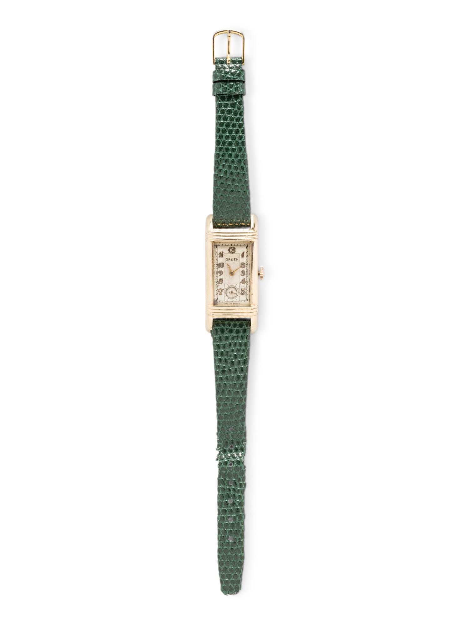 GRUEN, REF. 279 YELLOW GOLD AND STEEL 'CURVEX' WATCH