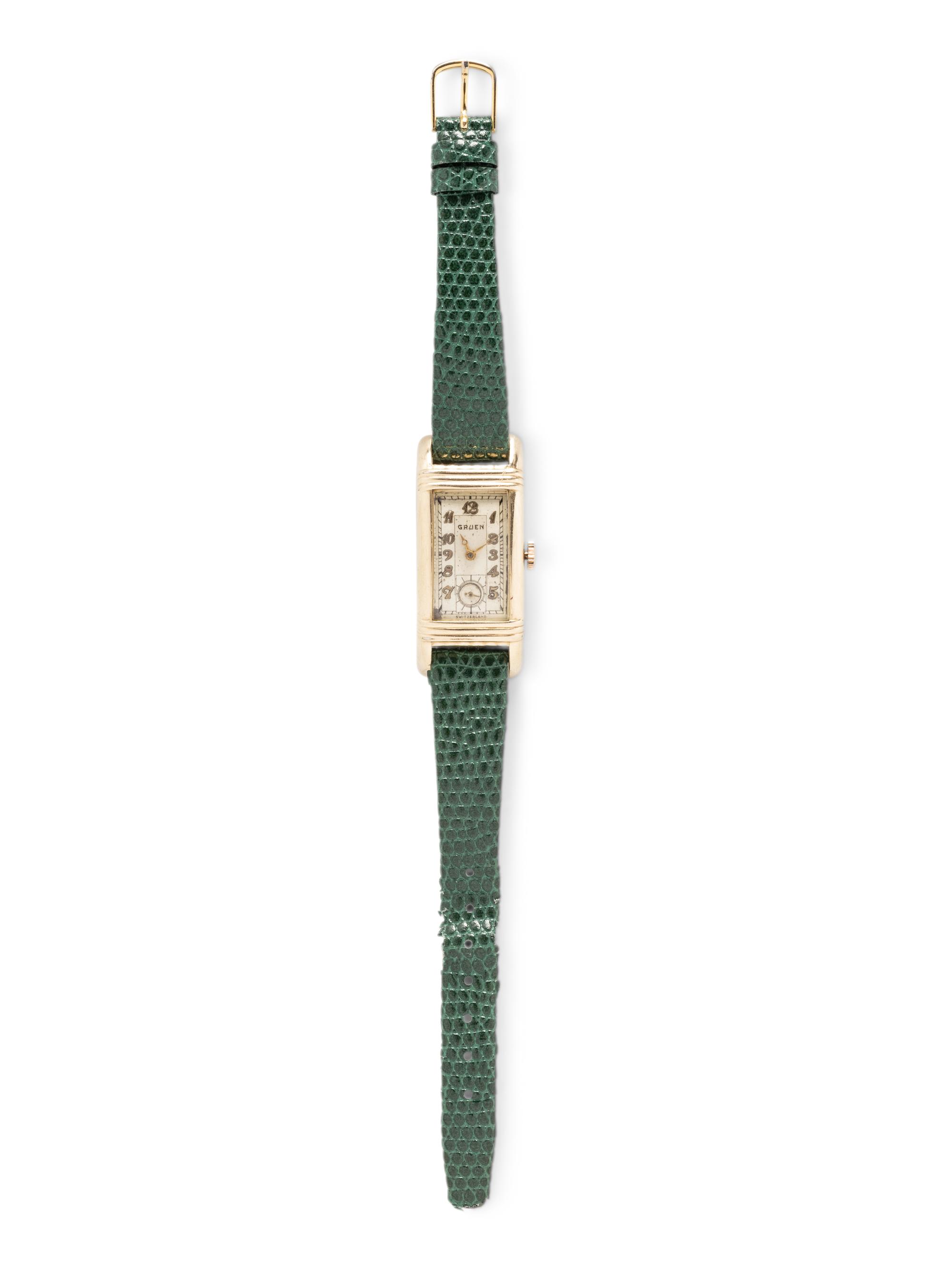 GRUEN, REF. 279 YELLOW GOLD AND STEEL 'CURVEX' WATCH