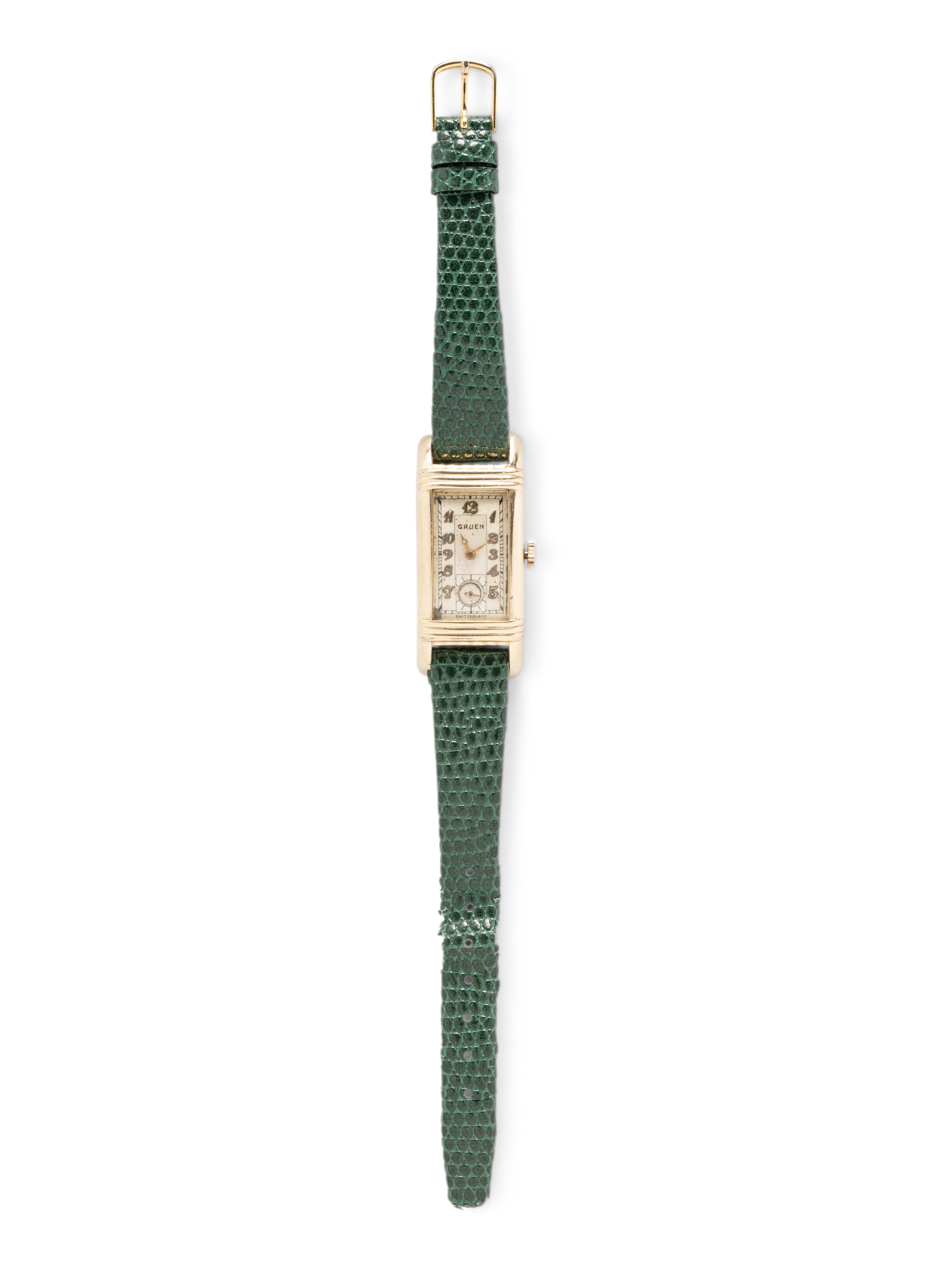 GRUEN, REF. 279 YELLOW GOLD AND STEEL 'CURVEX' WATCH