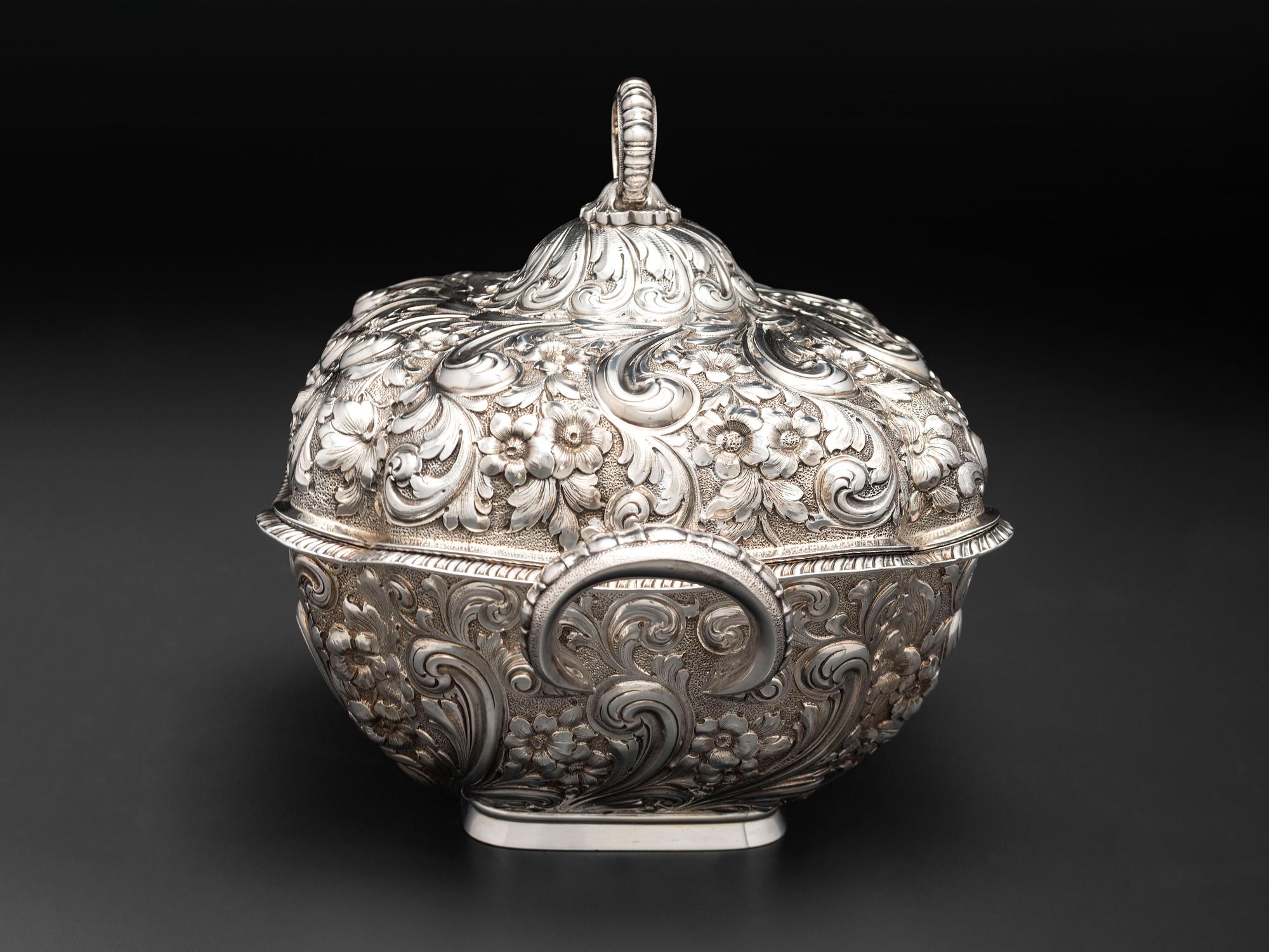 An American Repousse Silver Covered Tureen