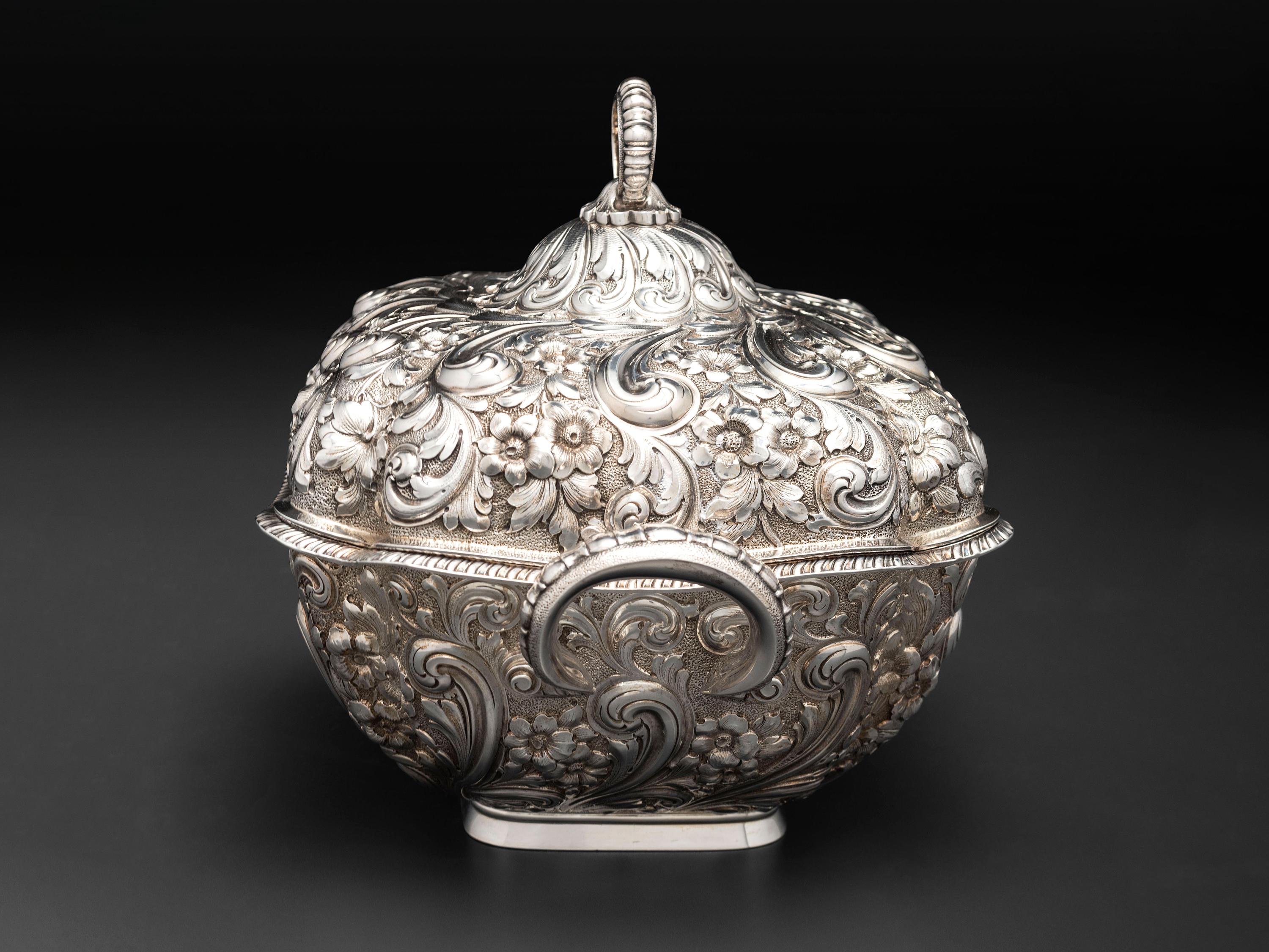 An American Repousse Silver Covered Tureen