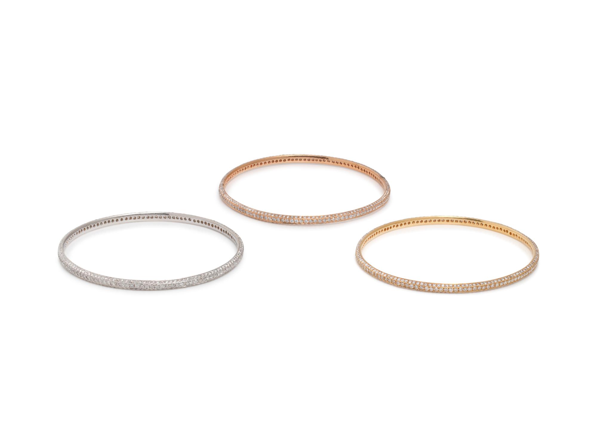 GOLD AND DIAMOND BANGLE BRACELET SET
